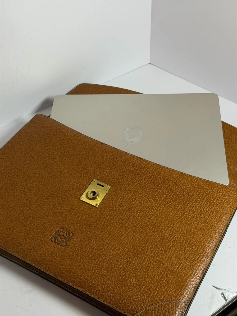 Vintage Loewe Textured Brown Leather Briefcase